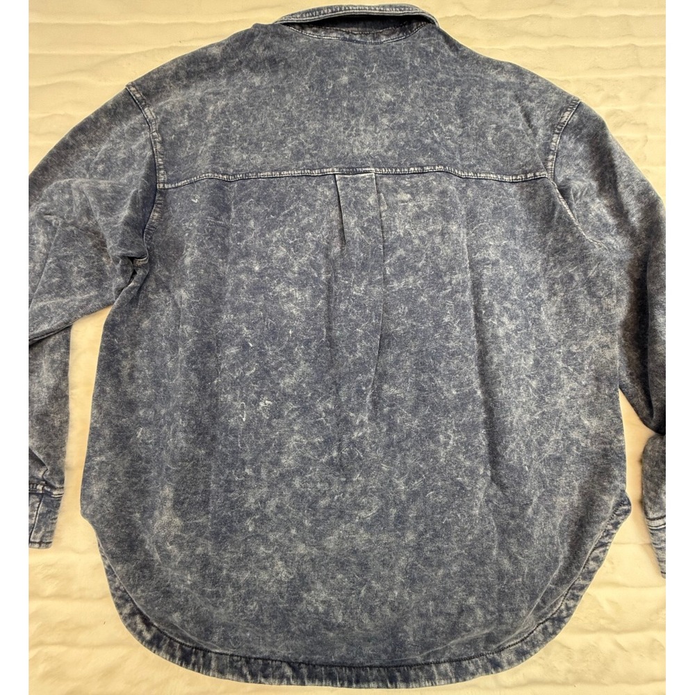 Members Mark Shirt Women Medium Blue Acid Wash Denim‎ Relaxed Soft Knit Button - Picture 14 of 14